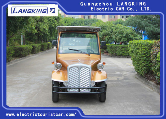 چین طلایی 8 مسافر الکتریکی ماشین کلاسیک، ماشین گلف، 48V Retro Golf Cart 28km / H حداکثر سرعت برای بسته تامین کننده
