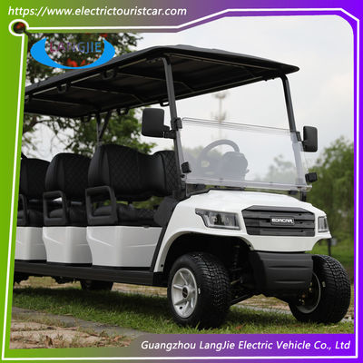 کالسکه های کلوب الکتریکی رنگ سفید 48 ولت با باتری کار می کنند 8 صندلی AC Motor Golf Buggy