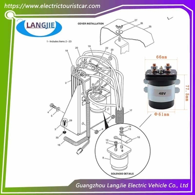 قطعات کنتاکتور دریچه الکترومغناطیسی EZGO PDS برای ماشین های گلف الکتریکی